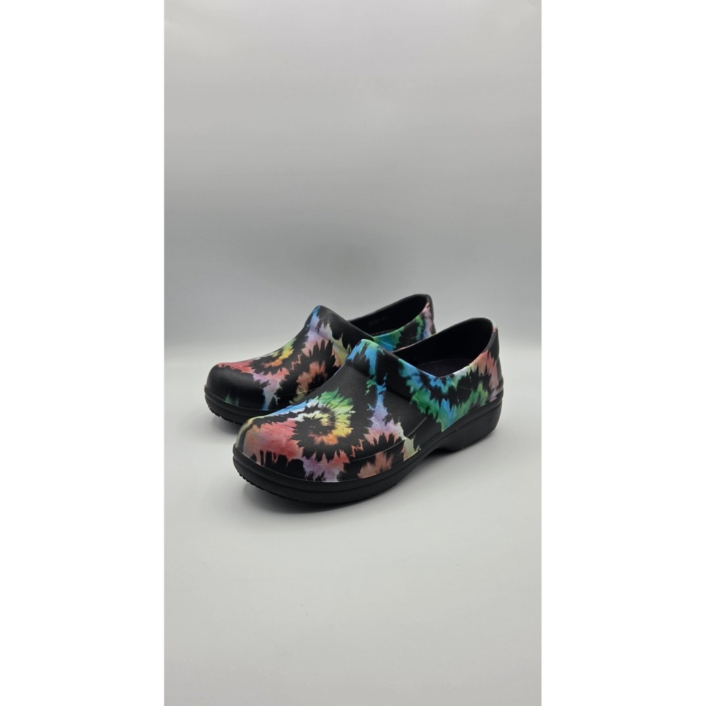 Crocs Neria Pro II Women Clogs 8 Black Tie Dye Slip Resistant Work Shoes